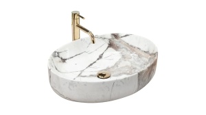 LAVOAR REA QUEEN, THUNDER SHINY, 55 CM, EFECT DE MARMURA ALBA, DIN CERAMICA, CALITATE SUPERIOARA - Img 5