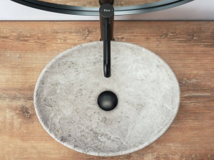 LAVOAR REA SOFIA, LIGHT STONE, EFECT DE PIATRA GRI DESCHIS, 41 CM, DIN CERAMICA, CALITATE SUPERIOARA - Img 3