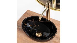LAVOAR REA SOFIA MINI, EFECT DE MARMURA NEAGRA, 35 CM, DIN CERAMICA, CALITATE SUPERIOARA - Img 3
