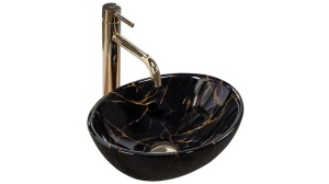 LAVOAR REA SOFIA MINI, EFECT DE MARMURA NEAGRA, 35 CM, DIN CERAMICA, CALITATE SUPERIOARA - Img 5