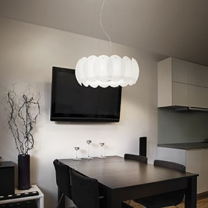 LUSTRA OVALINO SP8, ALB, DIN STICLA, STIL MODERN - Img 2