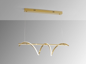LUSTRA/PLAFONIERA ASURE, 100CM, AURIU/OPAL, DIN METAL SI SILICON, STIL MODERN - Img 4