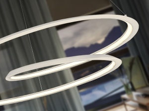 LUSTRA/PLAFONIERA LOOPING, 97 CM, ALB MAT/OPAL, DIN METAL, ALUMINIU SI SILICON, STIL MODERN - Img 3