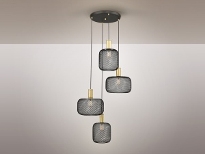 LUSTRA/PLAFONIERA OSIRIS, 58 CM, NEGRU MAT/AURIU, DIN METAL, STIL MODERN - Img 3