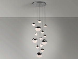 LUSTRA/PLAFONIERA SPHERE, CU TELECOMANDA, 130/500 CM, CROM/TRANSPARENT, DIN METAL SI METACRILAT, STIL MODERN - Img 3