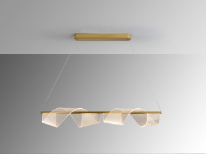 LUSTRA/PLAFONIERA VELAS, 100 CM, AURIU MAT/OPAL, DIN METAL SI METACRILAT MICROIMPRIMAT, STIL MODERN - Img 5