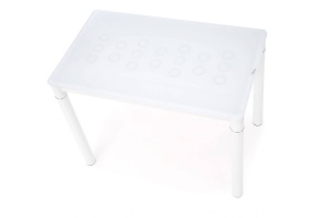 MASA DINING ARGUS, ALB LAPTOS/ALB, 100 CM, BLAT DIN STICLA SI PICIOARE DIN METAL , STIL MODERN, HALMAR - Img 2
