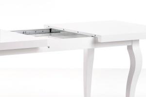 MASA DINING EXTENSIBILA MOZART, ALBA, 140/180 CM, BLAT DIN MDF SI PICIOARE DIN LEMN MASIV, STIL CLASIC - Img 7