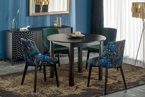 MASA DINING EXTENSIBILA RINGO, NEAGRA, 102/142 CM, DIN MDF SI FURNIR, STIL CLASIC - Img 2