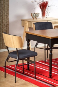 MASA DINING EXTENSIBILA ROCOCO, STEJAR INCHIS/NEGRU, 140/220 CM, BLAT DIN MDF SI PICIOARE DIN LEMN MASIV, STIL CLASIC, HALMAR - Img 4