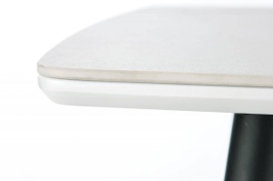 MASA DINING MARCO, CU EFECT DE MARMURA ALBA/NEGRU, 120 CM, BLAT DIN STICLA, MDF SI PICIOARE DIN METAL, STIL MODERN - Img 3