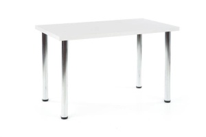 MASA DINING MODEX, ALB/CROM, 120 CM, BLAT DIN PAL SI PICIOARE DIN METAL , STIL MODERN - Img 1