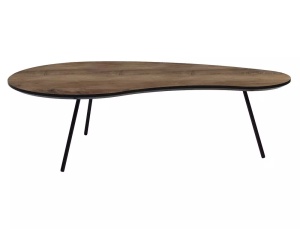 MASUTA DE CAFEA ENVO A, 122 CM, NUC/NEGRU, BLAT DIN MDF, FURNIR NATURAL SI CADRU DIN METAL, STIL MODERN - Img 3
