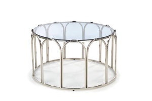MASUTA DE CAFEA OLIVIA, TRANSPARENT/CROM, DIN STICLA SI METAL, STIL MODERN, HALMAR - Img 6