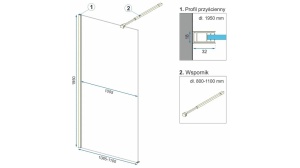 PARAVAN DE DUS REA AERO OMBRE, 110CM, AURIU PERIAT/ALB, DIN STICLA, CALITATE SUPERIOARA - Img 6