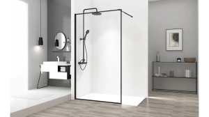 PARAVAN DE DUS REA BLER, 80CM, NEGRU, DIN STICLA, CALITATE SUPERIOARA - Img 2