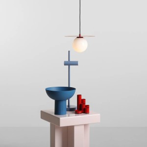 PENDUL LOOP S, 200 CM, ROSU, DIN STICLA SI METAL, STIL MODERN - Img 3