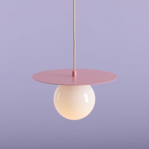 PENDUL LOOP S, 200 CM, ROZ, DIN STICLA SI METAL, STIL MODERN - Img 1