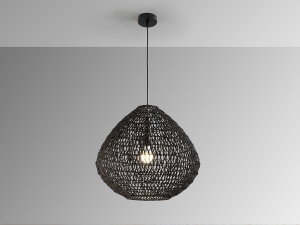 PENDUL MAON, 50 CM, NEGRU/NEGRU, DIN METAL SI FIBRE DE HARTIE, STIL MODERN - Img 1