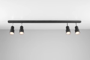 PLAFONIERA ASPO, 4 BRATE, 15,5 CM, NEAGRA, DIN METAL, STIL MODERN - Img 1