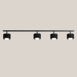 PLAFONIERA TULL, 4 (1+3) BRATE, 14 CM, NEAGRA, DIN LEMN SI METAL, STIL MODERN - Img 1