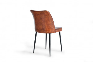 SCAUN 6137, MARO/NEGRU, DIN PIELE NATURALA SI METAL, STIL INDUSTRIAL G&C - Img 4