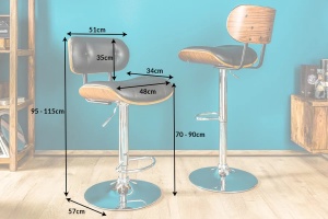 SCAUN DE BAR, CLASSICO NEGRU/NUC 115CM, STIL RETRO VINTAGE - Img 7