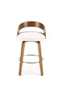 SCAUN DE BAR H110, CREM/NUC/CROM, TAPITERIE BOUCLE SI PICIOARE DIN LEMN SI METAL, STIL MODERN - Img 2