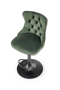 SCAUN DE BAR H117, VERDE/NEGRU, TAPITERIE DIN CATIFEA SI PICIOARE DIN METAL, STIL MODERN - Img 2