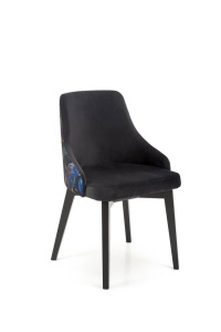 SCAUN DINING ENDO, NEGRU BLUVEL 19/MULTICOLOR/NEGRU, CU TAPITERIE DIN CATIFEA SI PICIOARE DIN LEMN MASIV, STIL CLASIC - Img 7