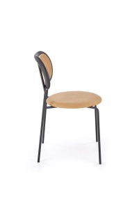 SCAUN DINING K524, MARO DESCHIS/NEGRU, DIN RATTAN, PIELE ECOLOGICA SI PICIOARE DIN METAL , STIL MODERN - Img 7