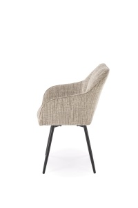 SCAUN DINING PIVOTANT K576, BEJ/NEGRU, TAPITERIE DIN STOFA SI PICIOARE DIN METAL, STIL MODERN - Img 3