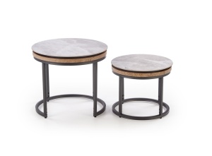 SET 2 MASUTE DE CAFEA ITAKA, EFECT DE MARMURA GRI/NEGRU, DIN MDF SINTERIZAT, MDF FURNIRUIT SI METAL, STIL MODERN - Img 8