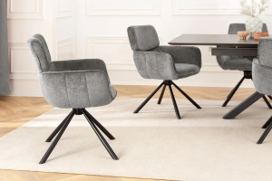 SET 2 SCAUNE ROTATIVE, UNIQUE, 180 GRADE, DIN MATERIAL CHENILLE GRI SI PICIOARE METAL, ARTIM GROUP SELECTION - Img 2