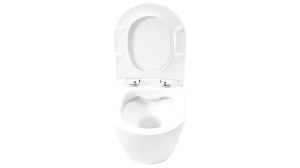 SET VAS DE TOALETA CARLO FLAT MINI+BIDEU CARLO MINI SUSPENDATE, ALB, DIN CERAMICA, CALITATE SUPERIOARA - Img 2