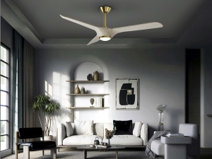 VENTILATOR ALISIOS, CU TELECOMANDA, 35/47 CM, ALB/BRONZ, DIN METAL, STIL MODERN - Img 1