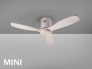 VENTILATOR SIROCO MINI, CU TELECOMANDA, 30 CM, ALB, DIN METAL SI LEMN, STIL MODERN - Img 2