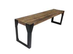 BANCUTA, FACTORY 160CM, COD 40547, DIN LEMN MANGO SI METAL, DESIGN RETRO - Img 2