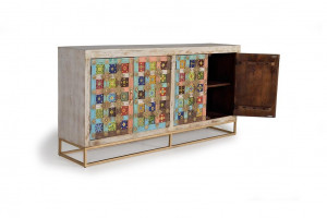 BUFET 180CM, DIN LEMN MASIV DE MANGO SI METAL, MULTICOLOR, GINER Y COLOMER - Img 4
