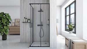 CABINA DE DUS REA CITY, CULISANTA, 90x90 CM, NEGRU, DIN STICLA, CALITATE SUPERIOARA - Img 3