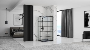 CABINA DE DUS REA CONCEPT, CULISANTA, 80x100CM, NEGRU, DIN STICLA, CALITATE SUPERIOARA - Img 3