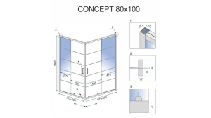 CABINA DE DUS REA CONCEPT, CULISANTA, 80x100CM, NEGRU, DIN STICLA, CALITATE SUPERIOARA - Img 5