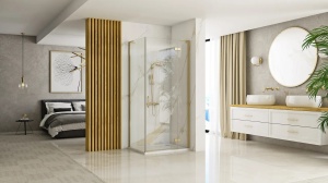 CABINA DE DUS REA HUGO, 100x90CM, AURIU PERIAT, DIN STICLA, CALITATE SUPERIOARA - Img 2