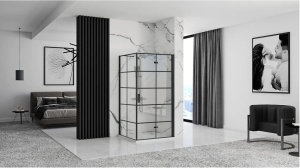 CABINA DE DUS REA MOLIER, PLIABILA, 80x80 CM, NEGRU, DIN STICLA, CALITATE SUPERIOARA - Img 2