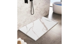 CADITA DE DUS REA BAZALT CARRARA, 90x120 CM, EFECT DE MARMURA ALBA, DIN COMPOZIT, CALITATE SUPERIOARA - Img 2