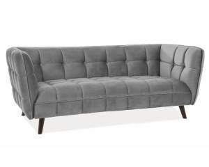 CANAPEA ELEGANTA CASTELLO 3 TAPITATA IN CATIFEA DE CULOARE GRI BLUVEL 14 / WENGE STIL MODERN SIGNAL - Img 2