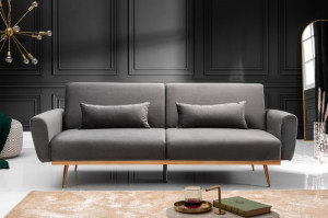 CANAPEA EXTENSIBILA 210CM, TAPITATA CU CATIFEA GRI, BELLEZZA, STIL MODERN - Img 9