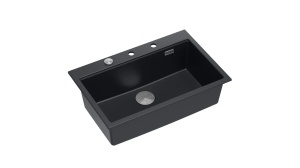 CHIUVETA BUCATARIE REA MARC 110 WORKSTATION, NEGRU/CROM, DIN GRANIT, CALITATE SUPERIOARA - Img 1