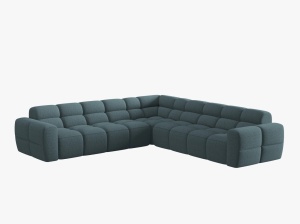 COLTAR LISA, 6 LOCURI, 310 CM, ALBASTRU DESCHIS 76, TAPITERIE DIN STOFA, DESIGN DEOSEBIT - Img 1