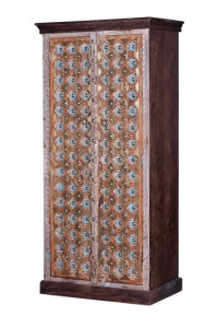 DULAP 6556, MARO/MULTICOLOR, LEMN MASIV DE MANGO SCULPTAT SI DETALII DIN BRONZ, STIL VINTAGE G&C - Img 4